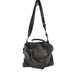 BUENO Shoulder Handbag Satchel Bag Crossbody Purse Lots of Pockets Medium Gray